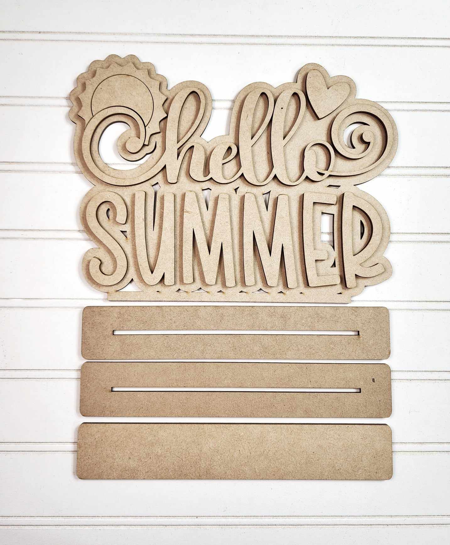Hello Summer Word stander wood cutouts ready for you to paint