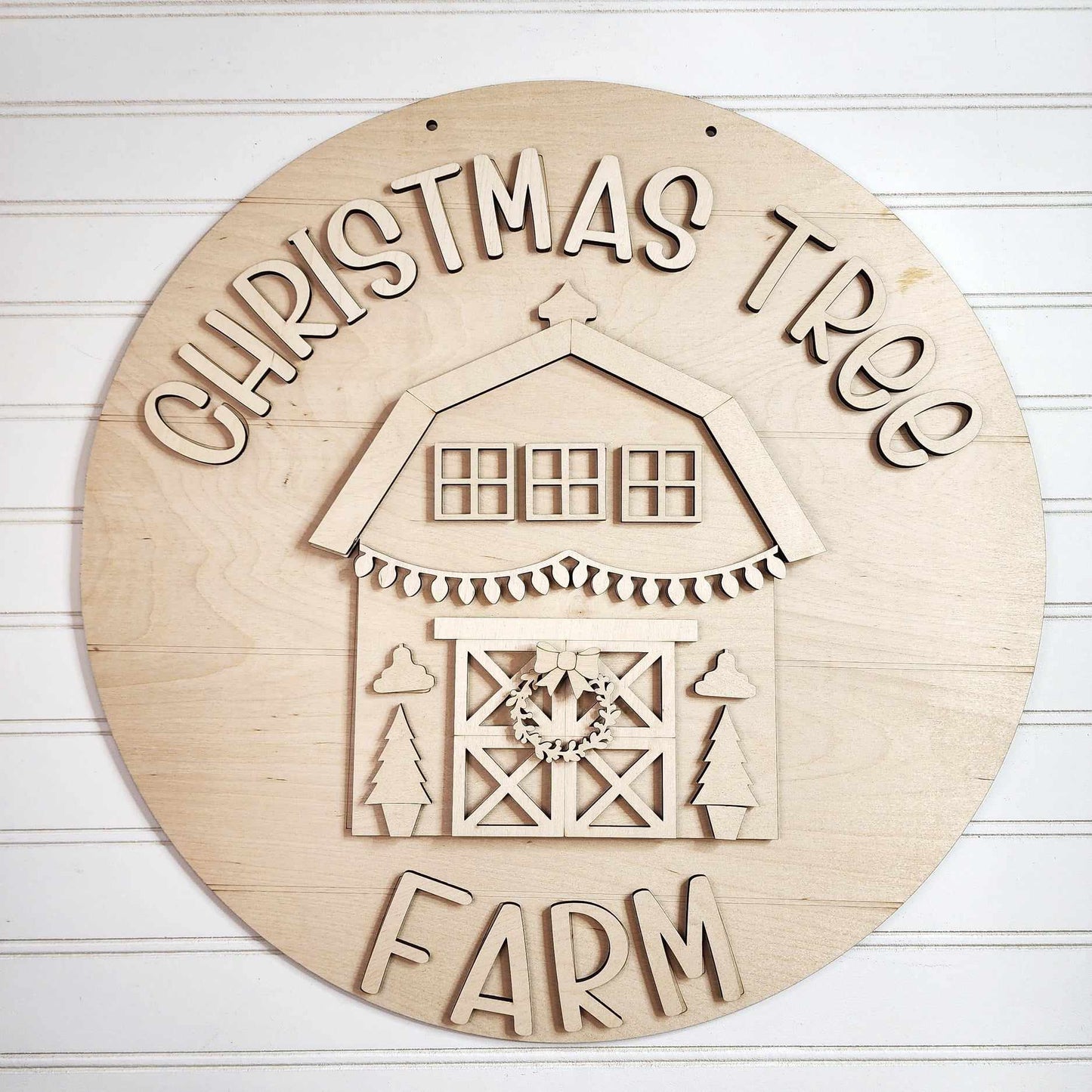 Country Christmas Tree Farm Round Door Sign unpainted cutouts (Copy)