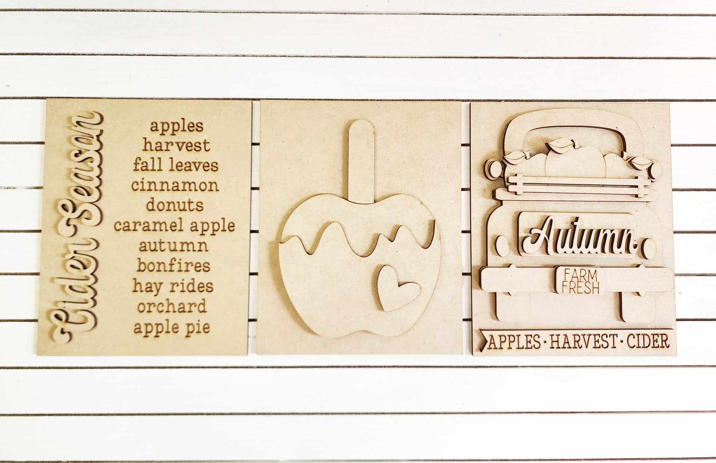 Apple Cider Sign Trio - unpainted cutouts