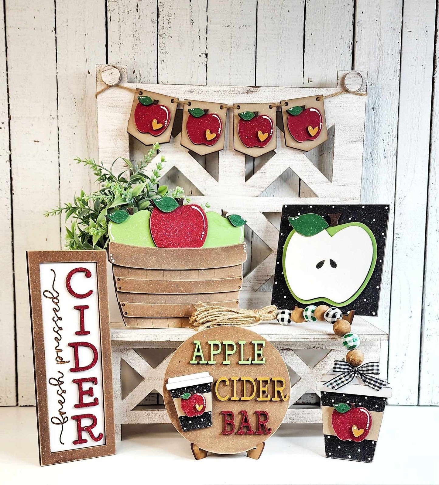 Apple Cider Tiered Tray Set - unpainted cutouts