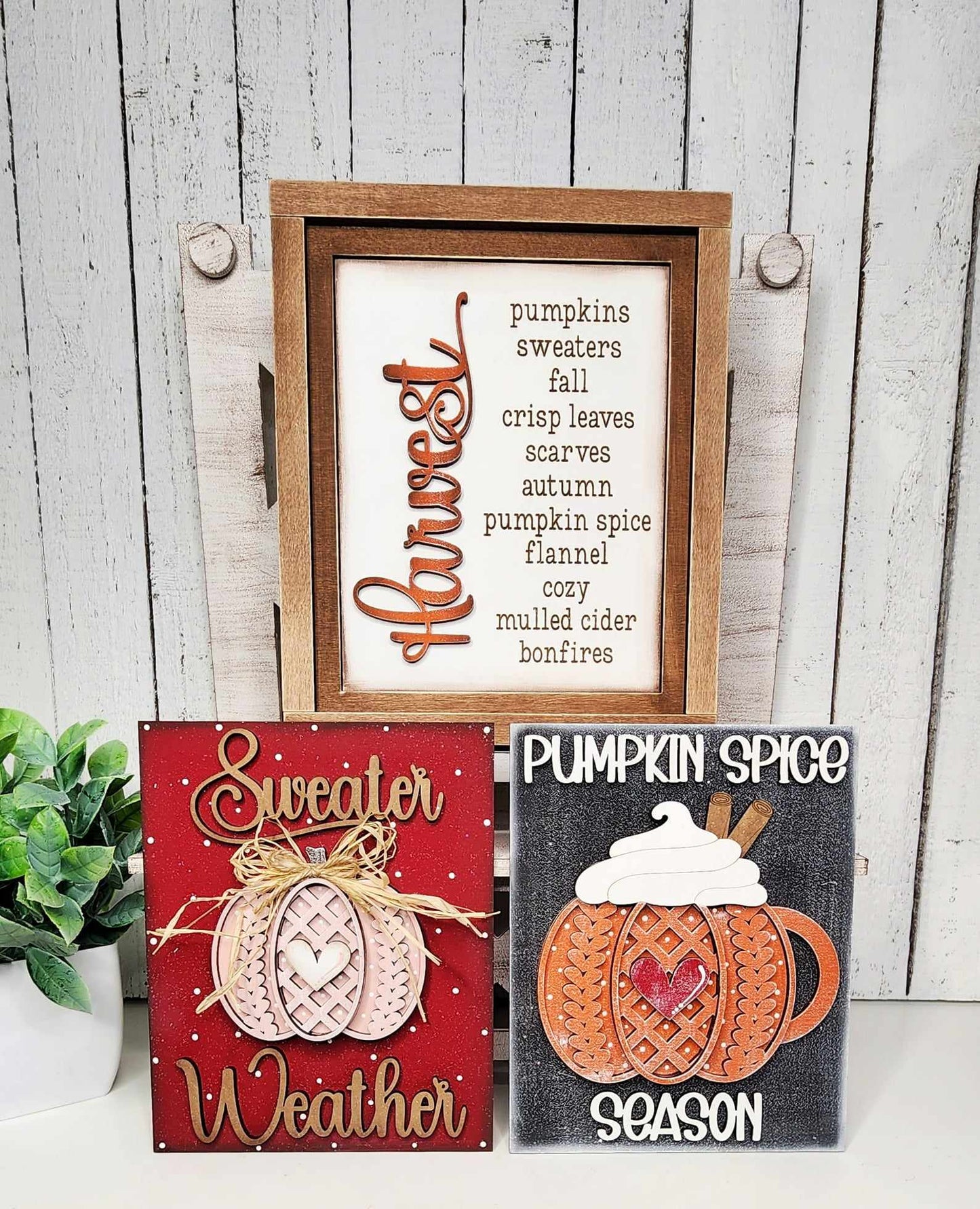 Sweater Weather Pumpkin Sign Trio - unpainted cutouts