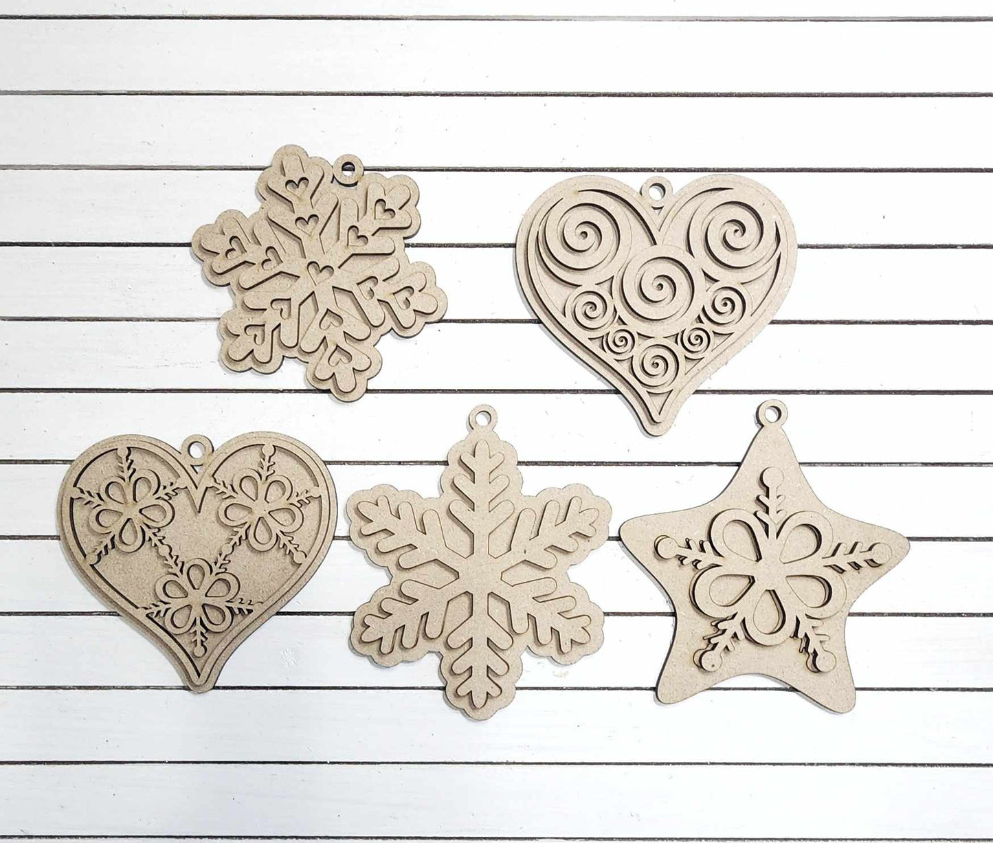 Gingerbread Christmas Cookie Set of 5 Ornaments unpainted cutouts