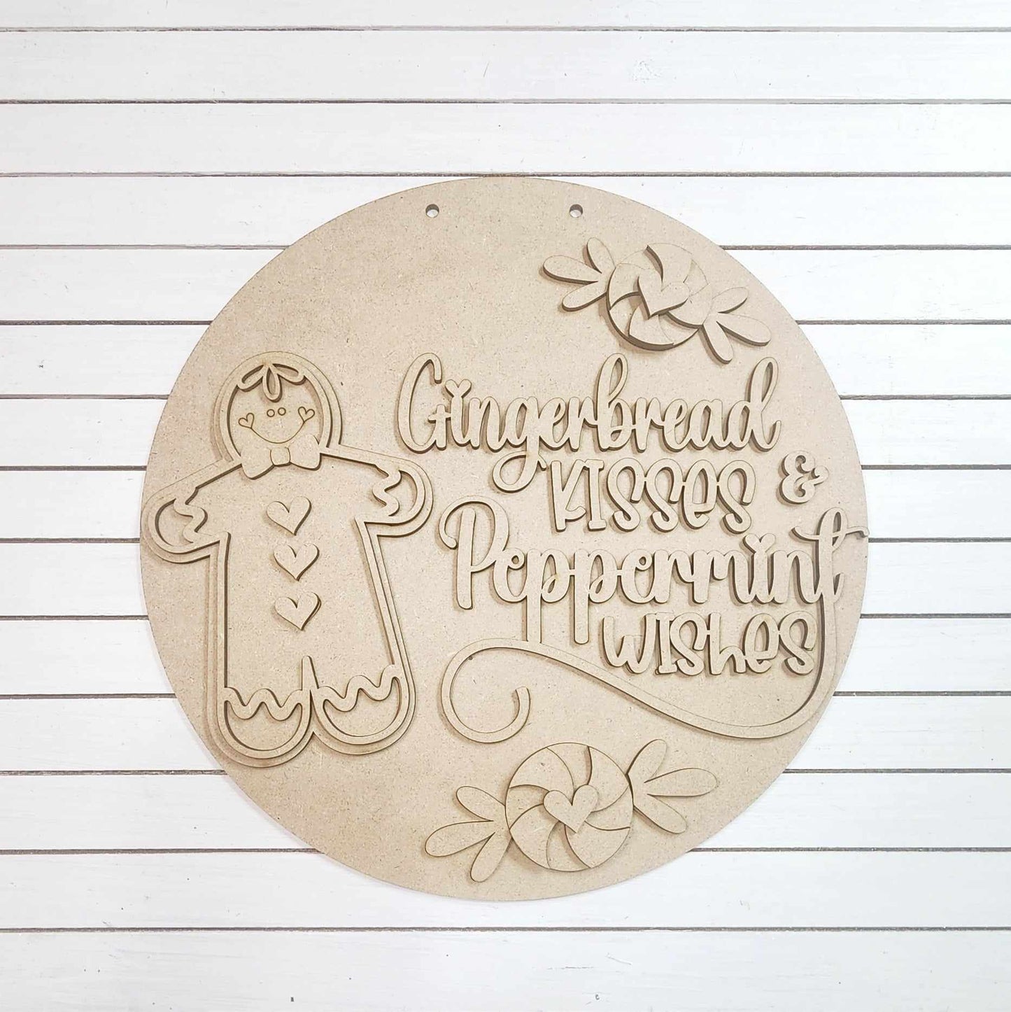 Gingerbread Christmas Door Sign - unpainted cutouts