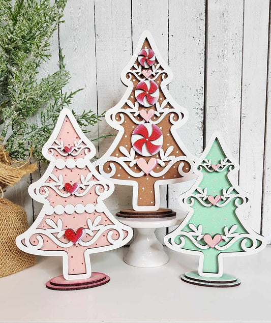 Gingerbread Christmas Tree Trio - unpainted cutouts