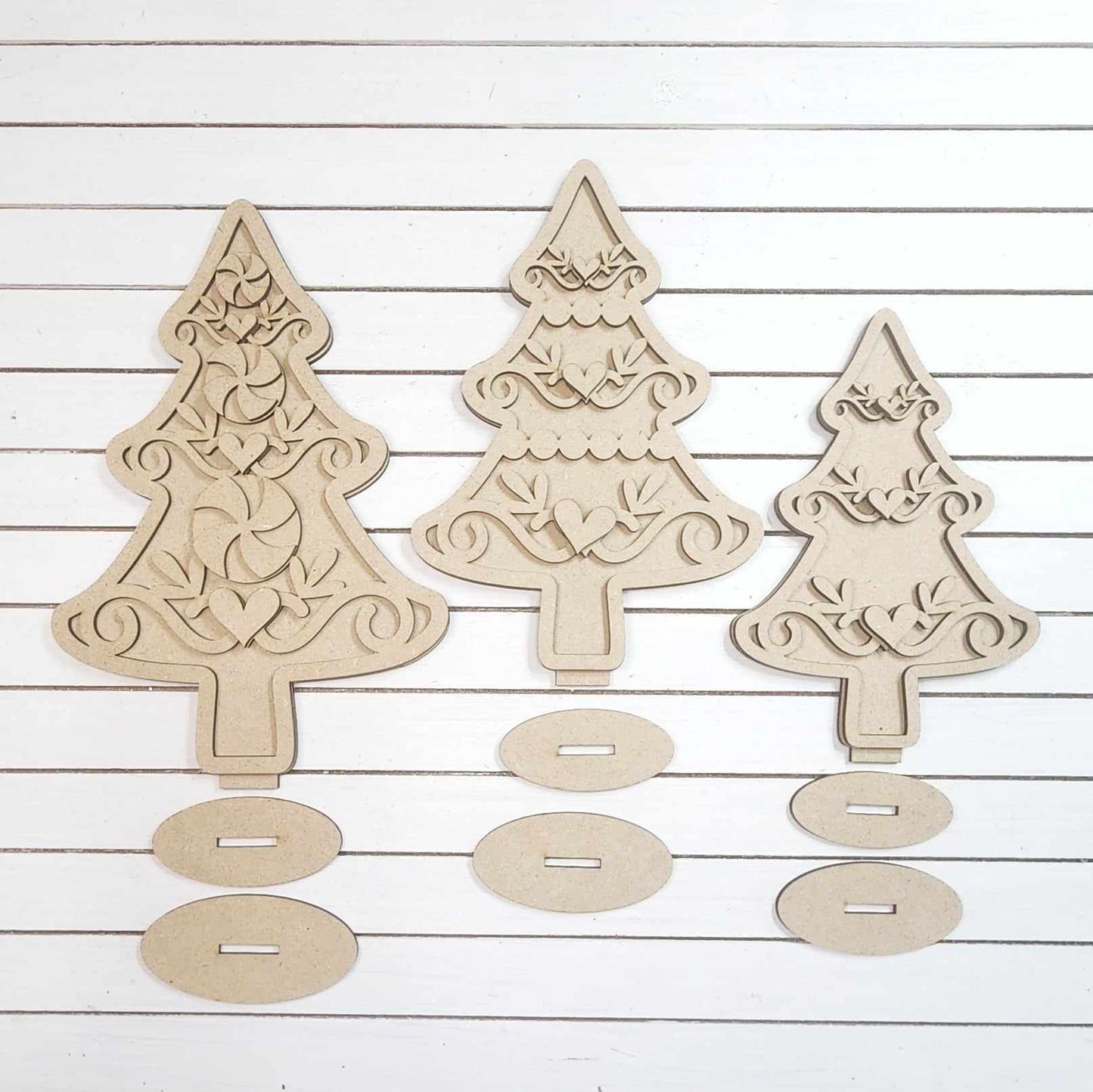 Gingerbread Christmas Tree Trio - unpainted cutouts