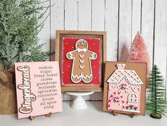 Gingerbread Christmas Sign Trio - unpainted cutouts