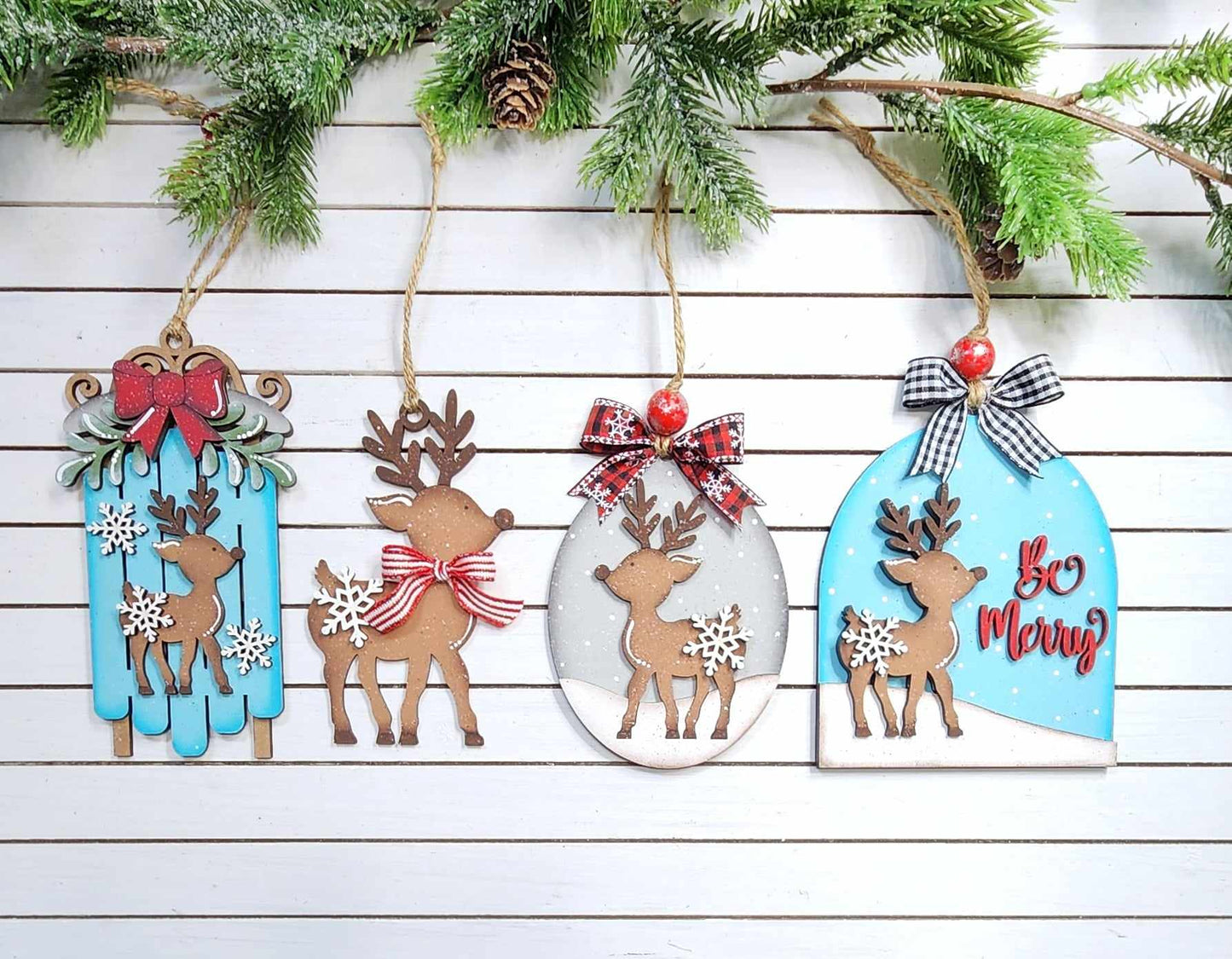 Oh Deer 4 Christmas Ornaments unpainted cutouts