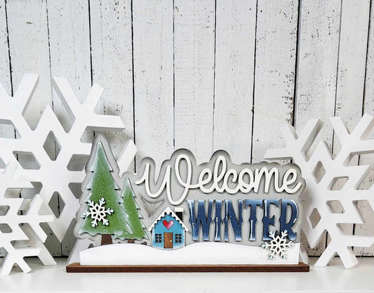 Winter Cabin Word Stander unpainted cutouts