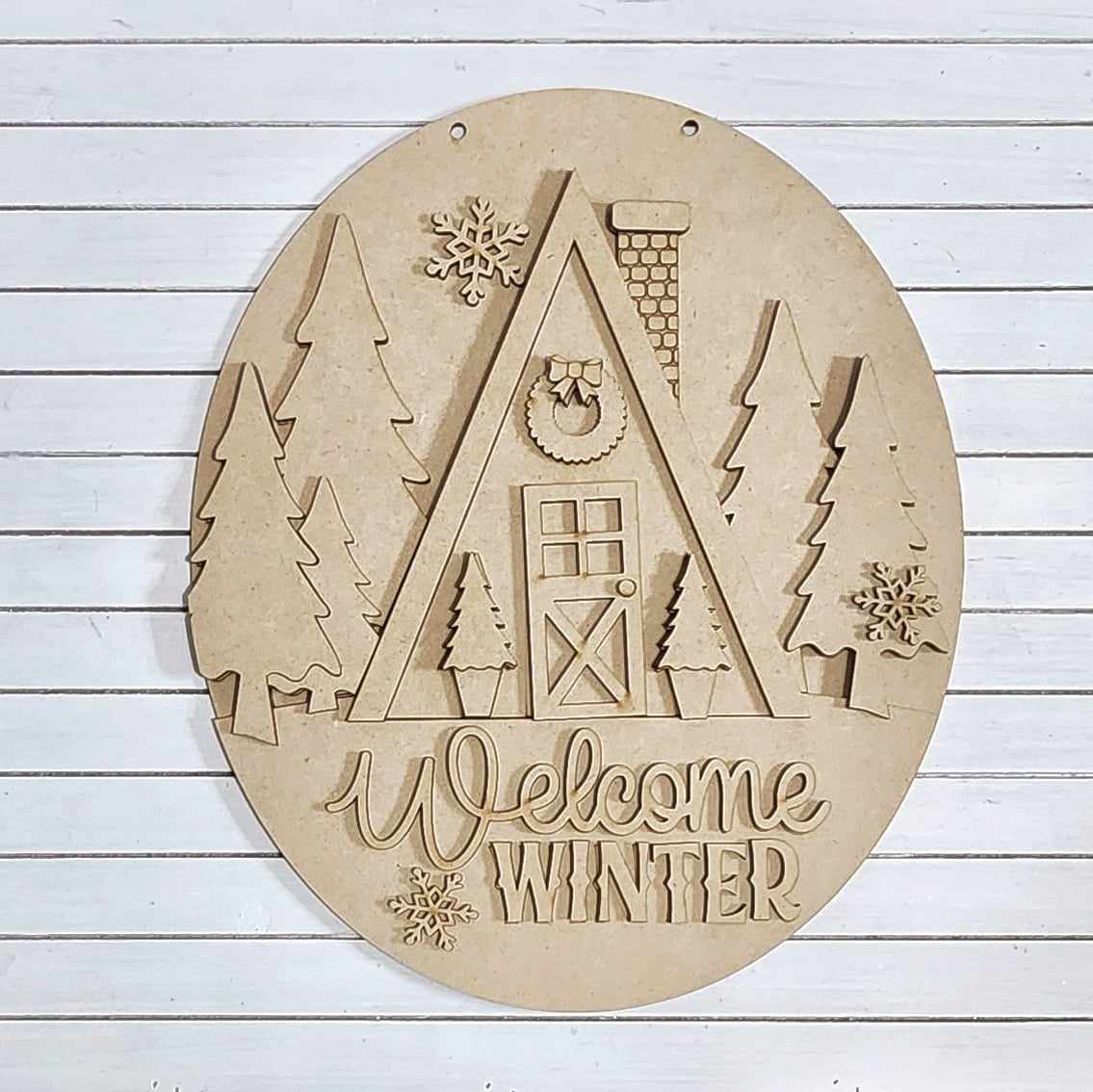 Winter Cabin Collection Door Sign - unpainted cutouts