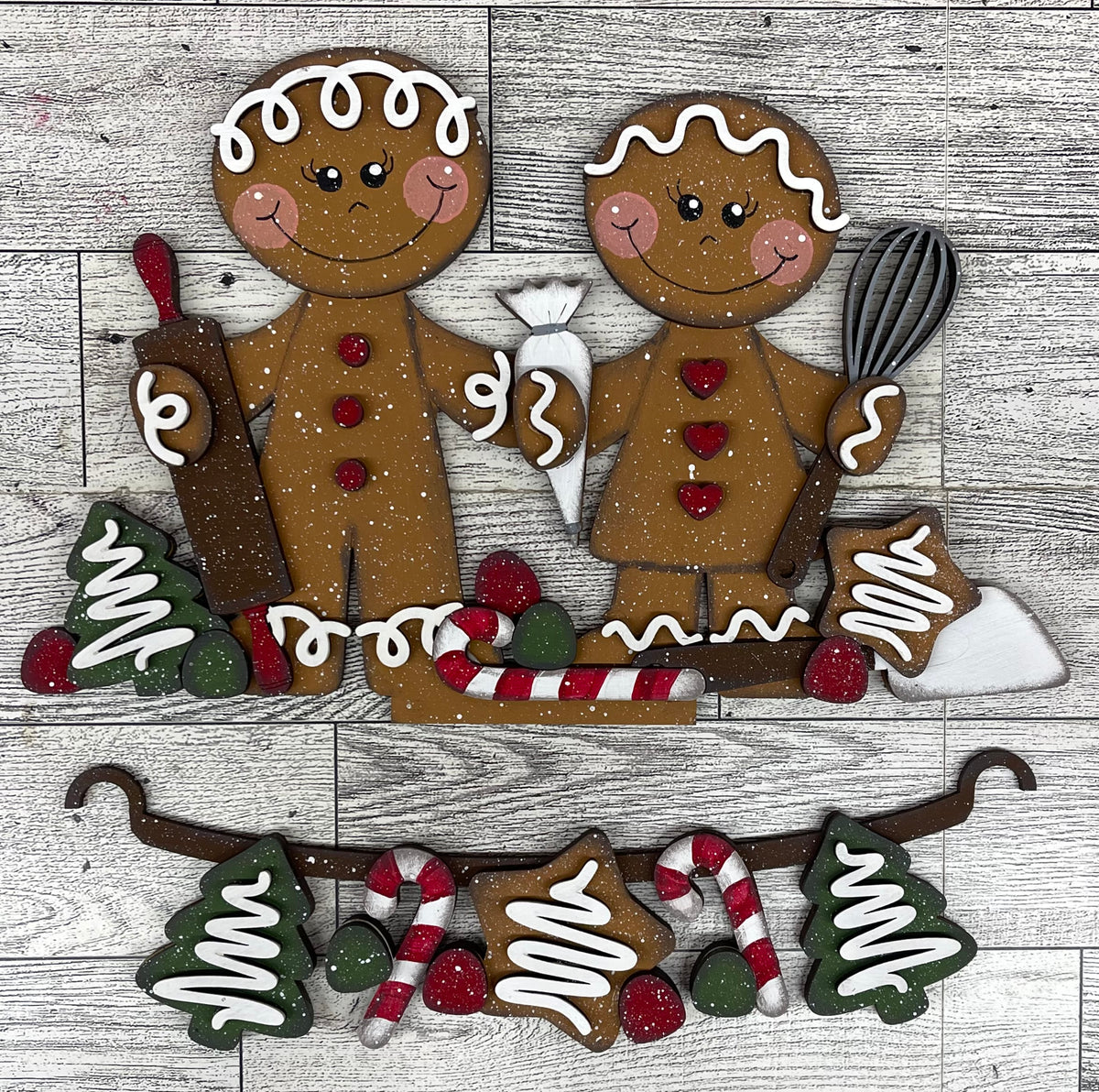 Gingerbread Couple 2026 Insert for Picket Fence unpainted wood cutouts, ready for you to paint