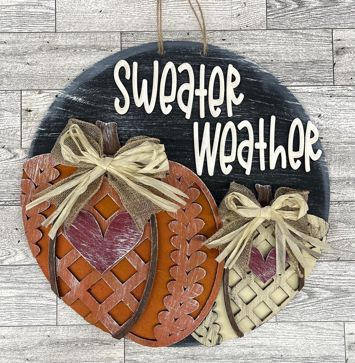 Sweater Weather Pumpkin Door Sign - unpainted cutouts