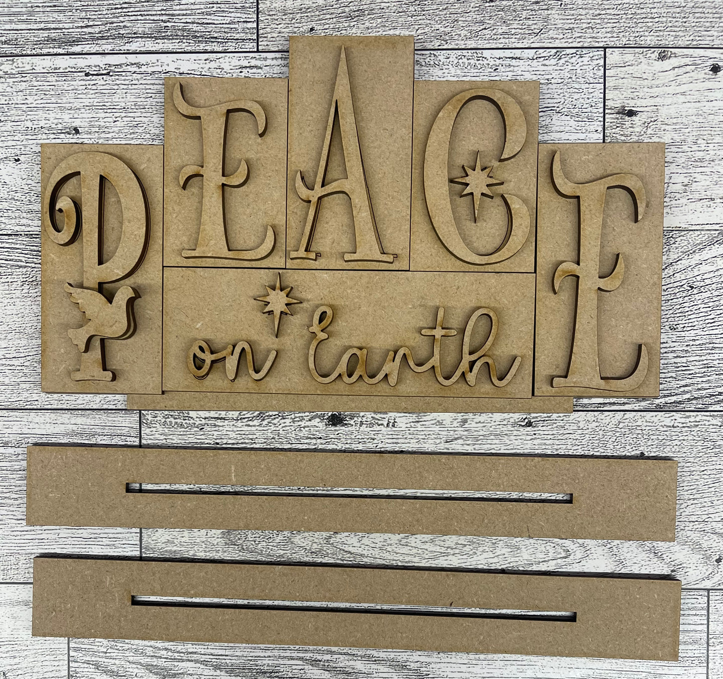 Religious Christmas word kit - wood pieces, unpainted wood cutouts, ready for you to paint, scrapbook paper is not included