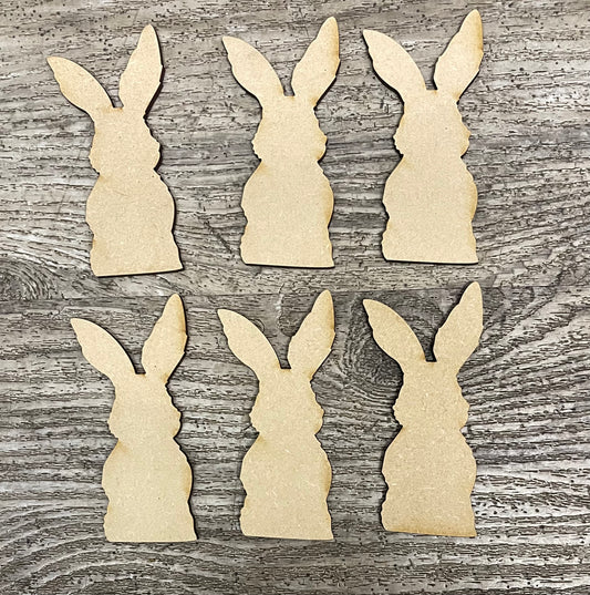 Qty 6 Small Spring Cottontail Market Bunny unpainted wood cutouts - ready for you to paint