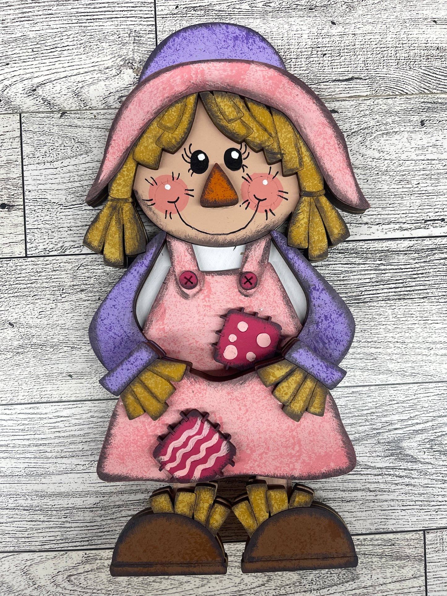 $5.00 or 12.00 Tuesday - Scarecrow Boy or Girl Shelf Sitters with Hay unpainted cutouts ready for you to finish