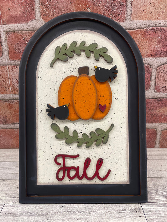 Fall Pumpkin Frame Insert cutouts - unpainted wooden cutouts, ready for you to paint