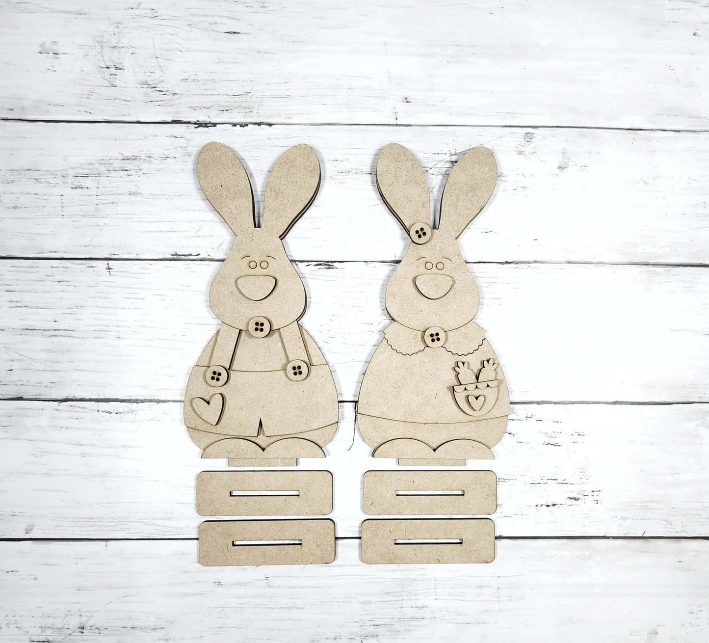 Prim Easter Bunny Boy and Girl Stander 2026 - unpainted cutouts ready for you to paint and finish