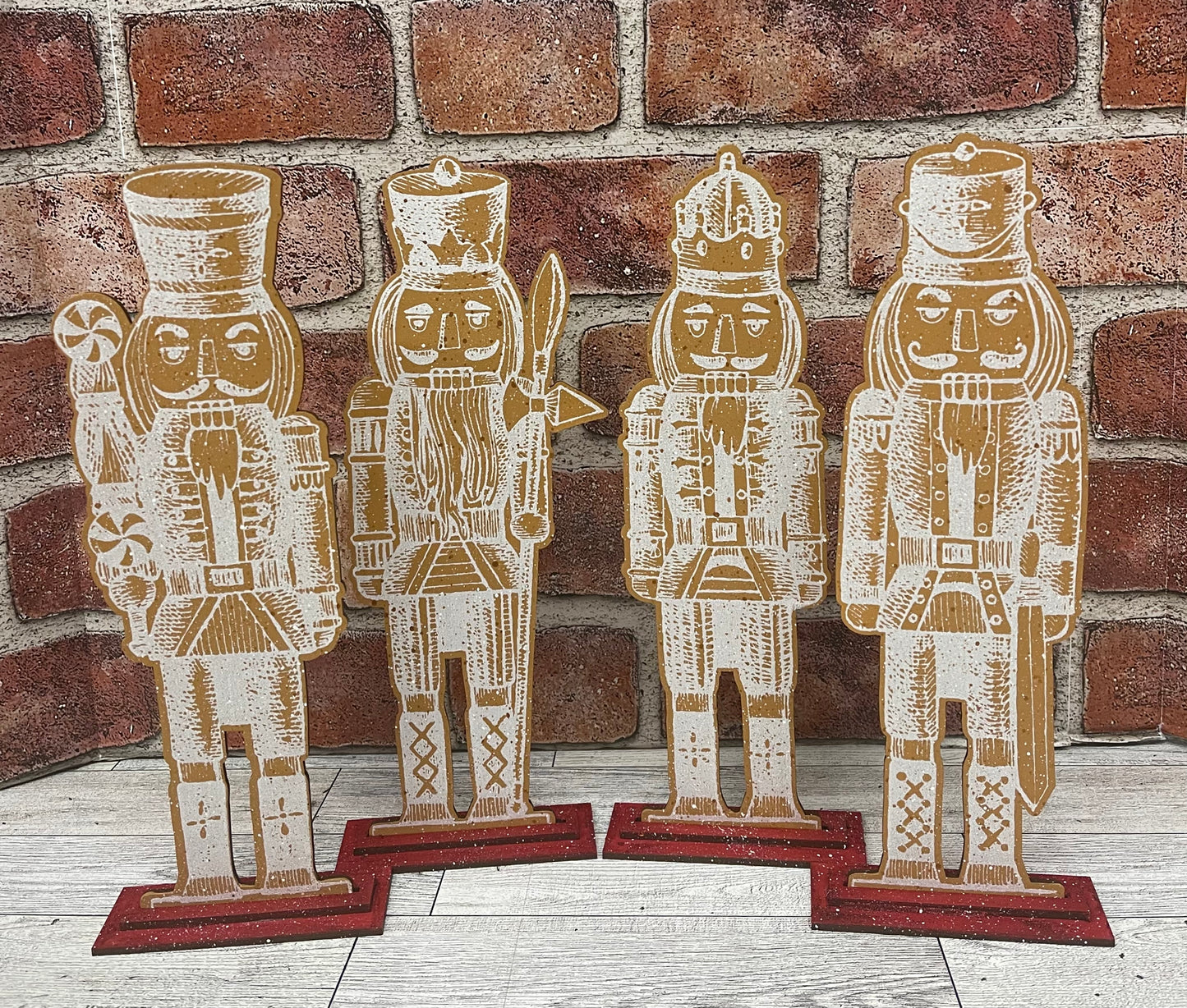 4 sets of Nutcracker stands - wood pieces only, unpainted wood cutouts, ready for you to paint