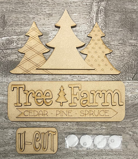 Tree Farm Truck insert only, unpainted wood cutouts, ready for you to paint, does not include truck