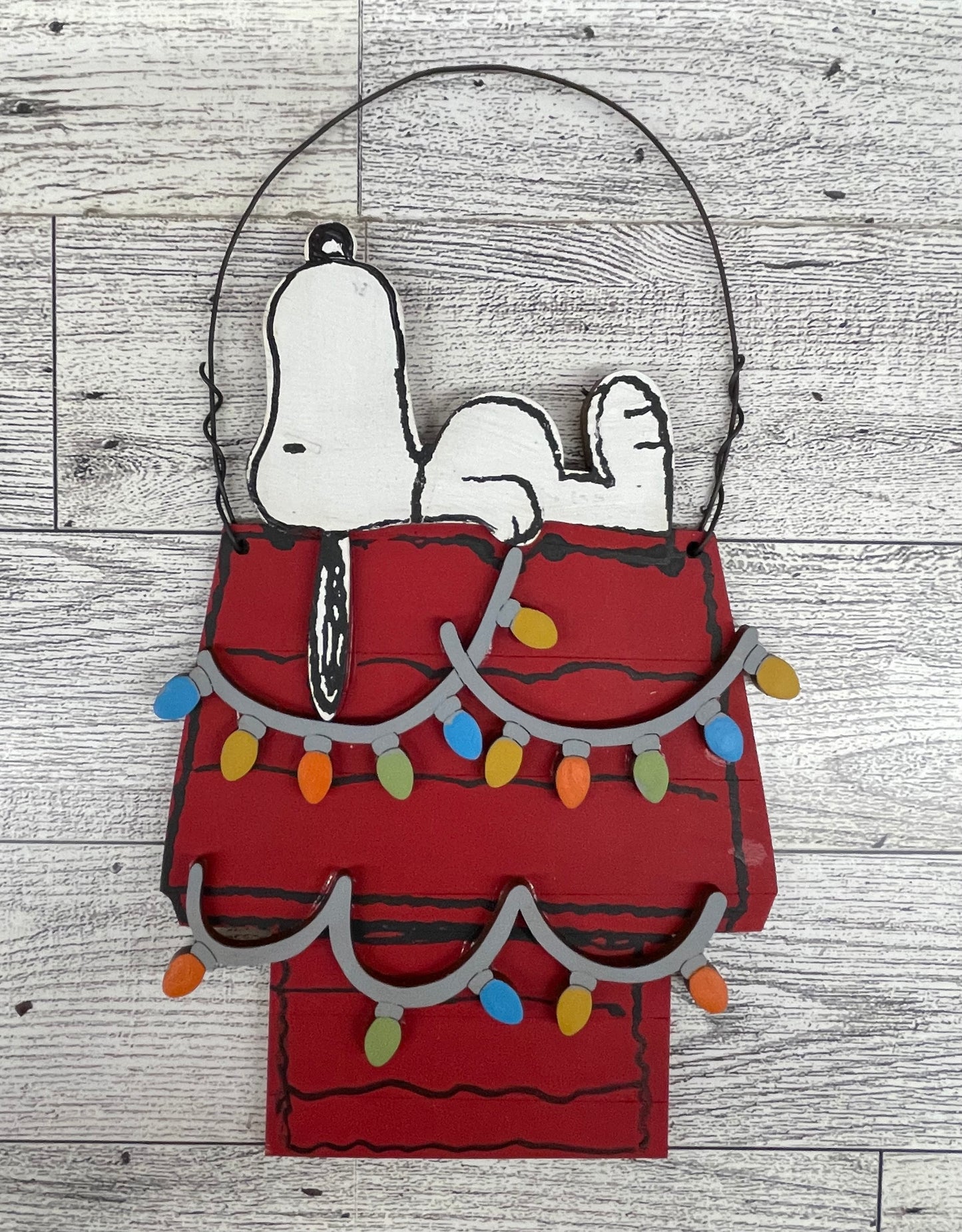 Christmas Snoopy Dog House with lights  - Peanuts Gang Cutout unpainted wood ready for you to paint