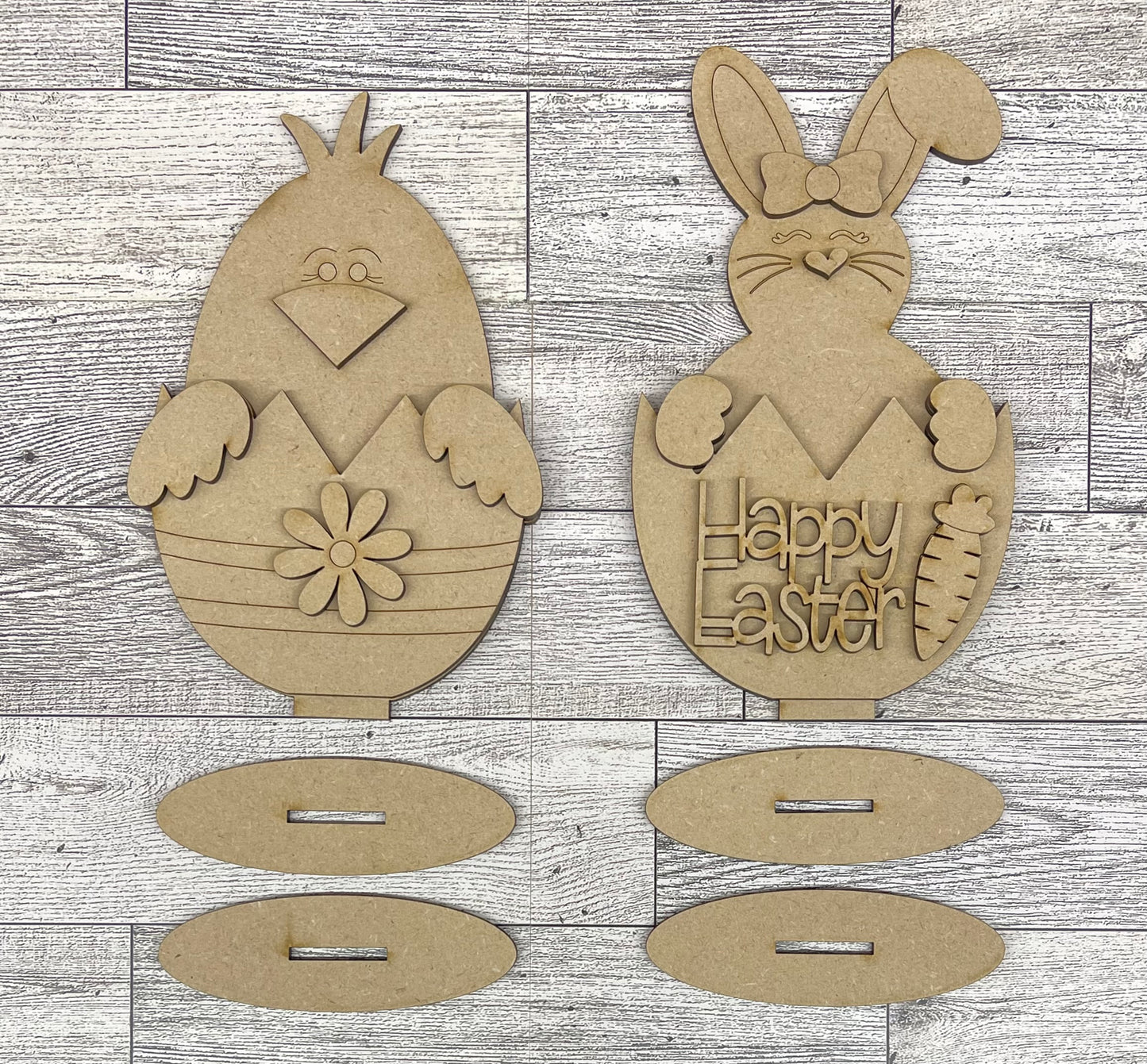 Easter Chick and Bunny Stander unpainted cutouts