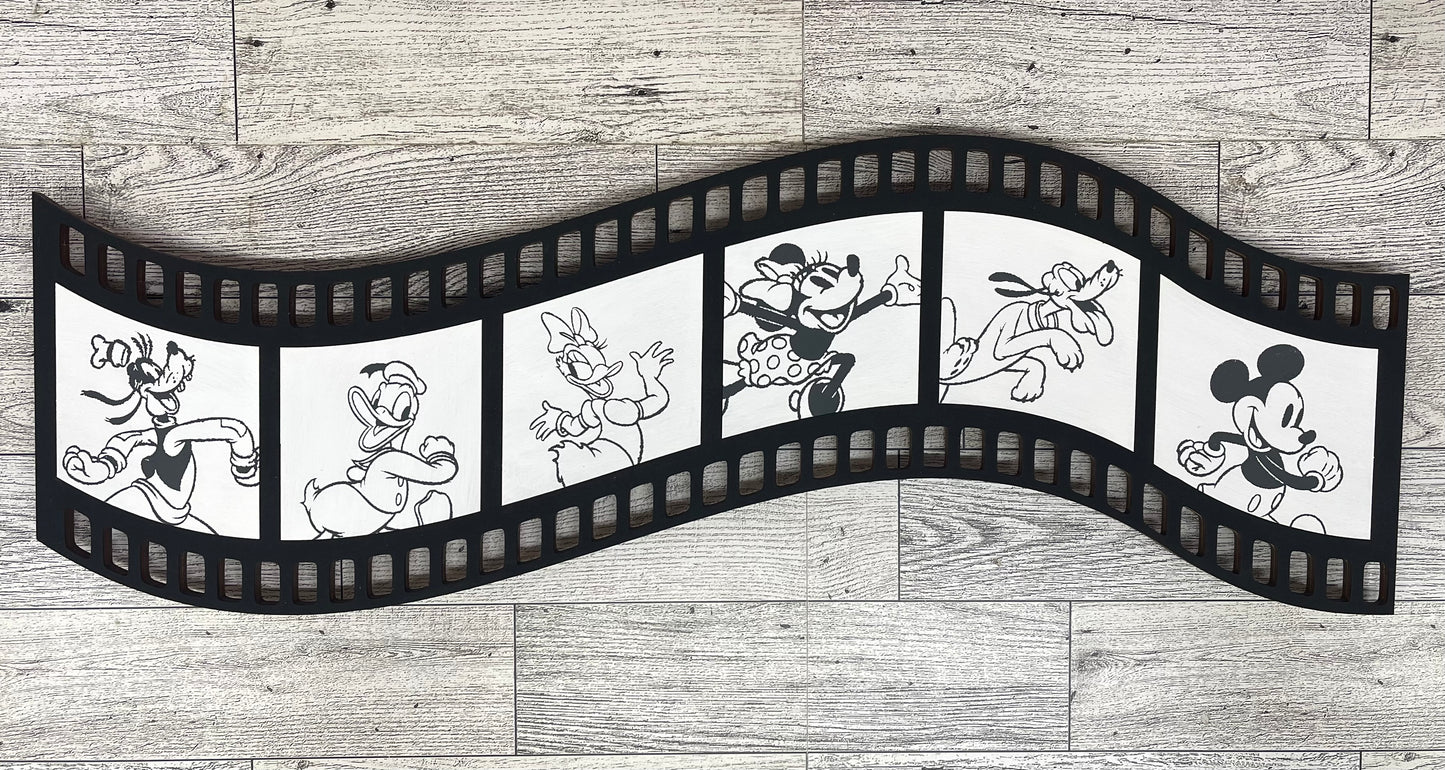 Movie Film Strip Frame unpainted wood cutouts, ready for you to paint