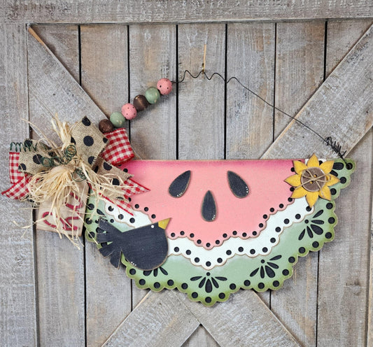 Vintage Watermelon door sign - unpainted wooden cutouts, ready for you to paint