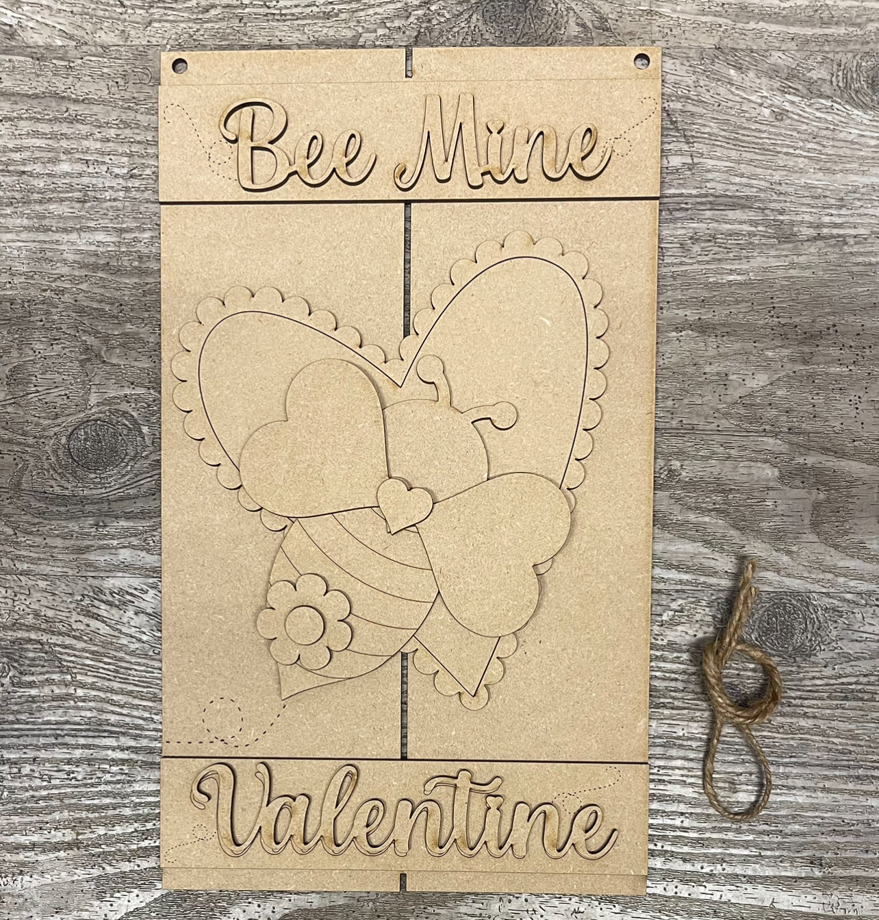 Bee My Valentine Door Sign cutouts unpainted ready for you to finish
