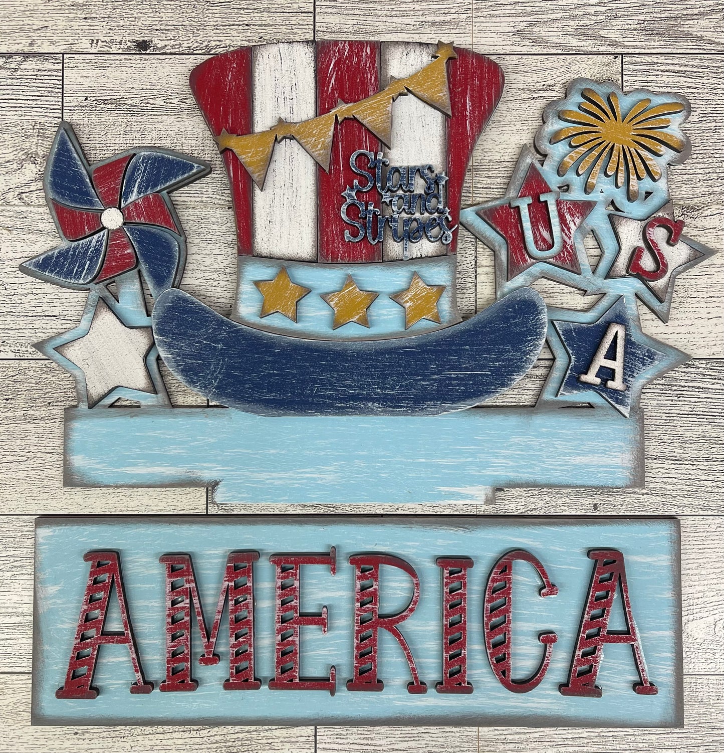 Patriotic Insert for Changeable Window Box unpainted wood cutouts, ready for you to paint