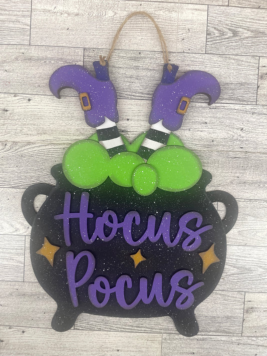 Halloween Cauldron Door Sign - unpainted cutouts ready for you to paint