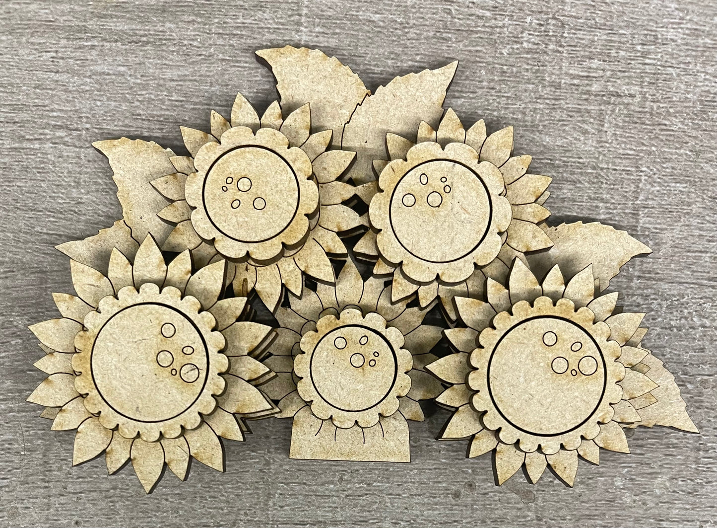 Sunflower Insert for basket - unpainted wooden cutouts, ready for you to paint
