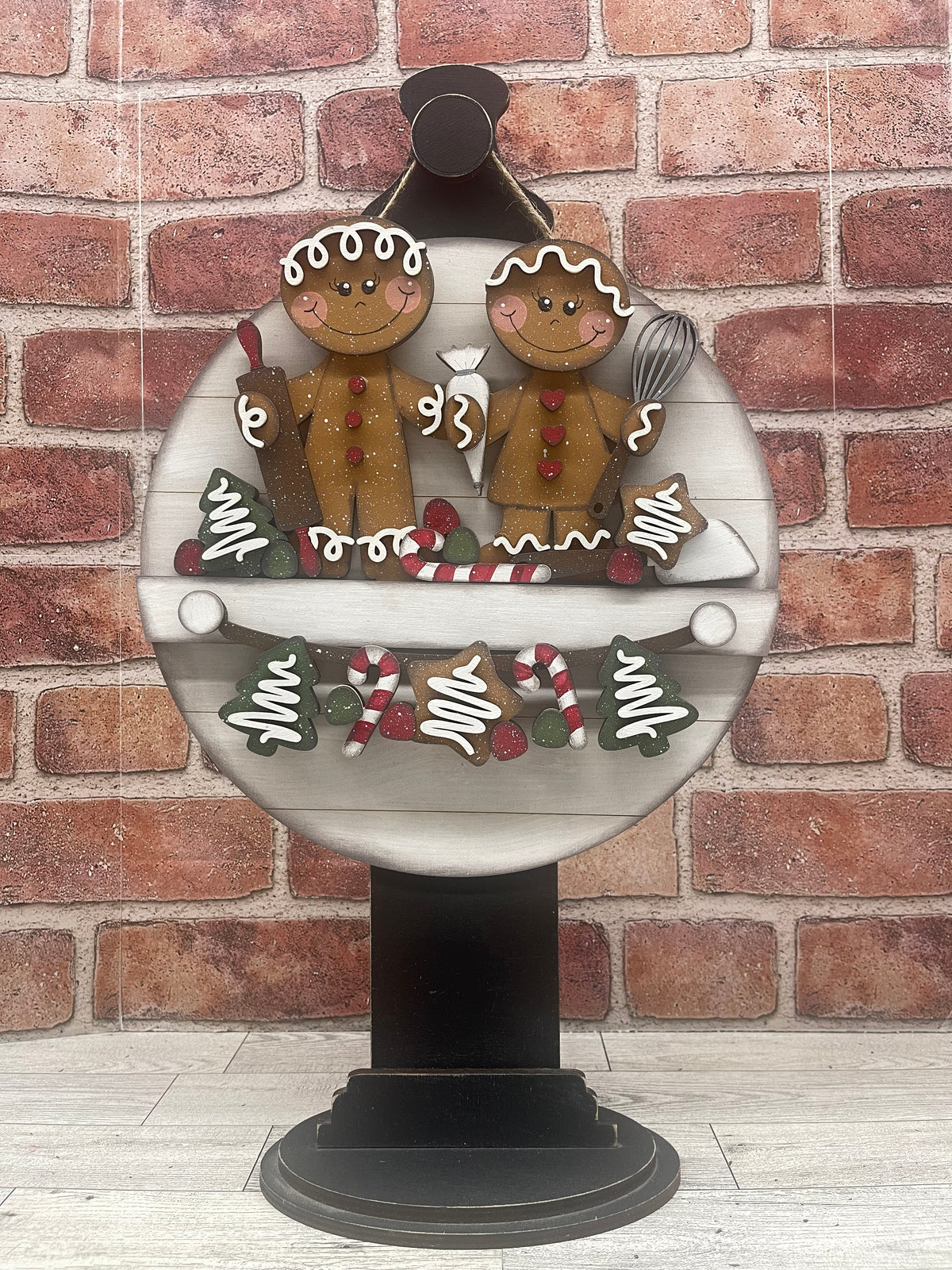 Gingerbread Couple 2026 Insert for Picket Fence unpainted wood cutouts, ready for you to paint