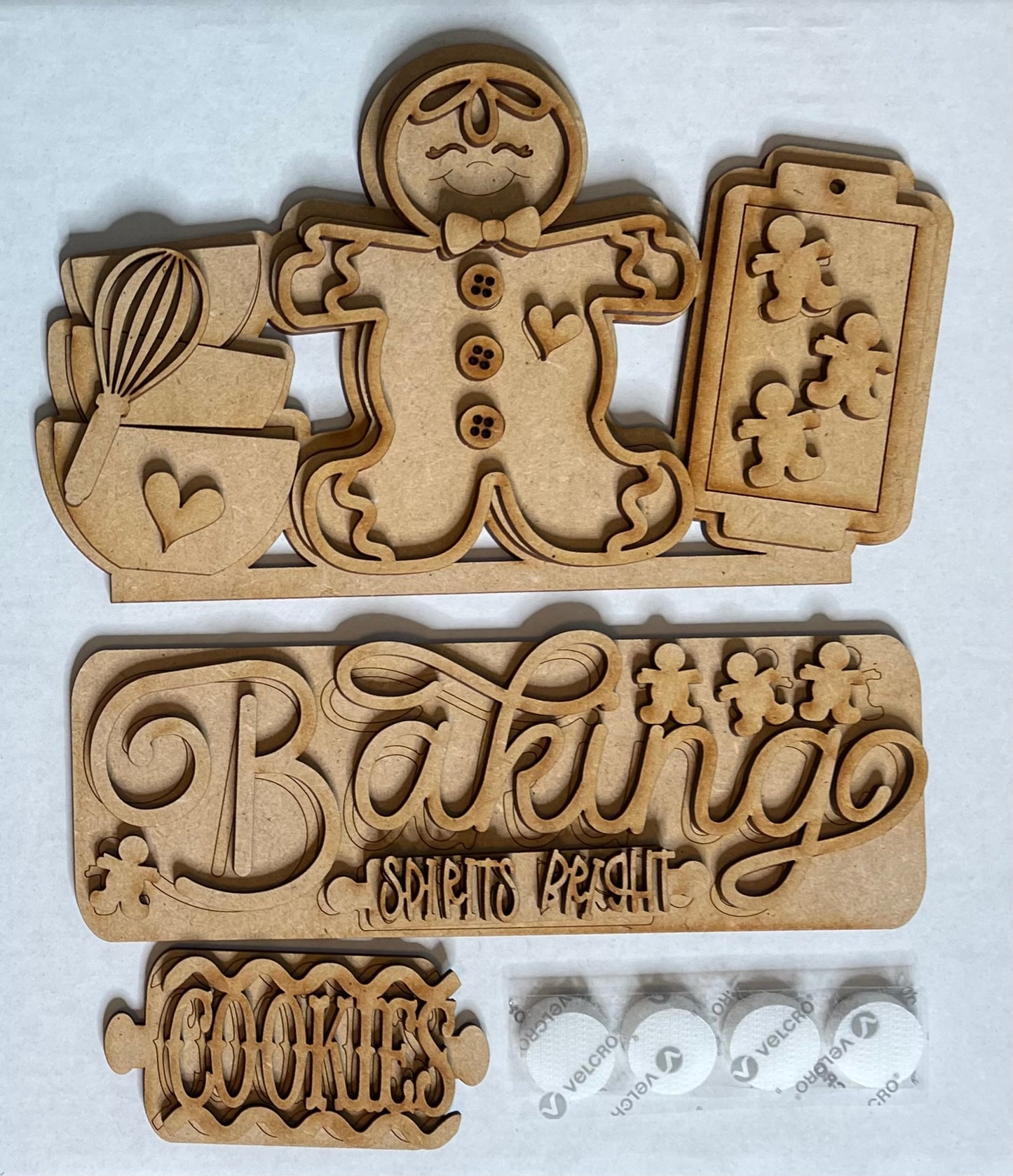 Baking Spirits Bright Gingerbread Truck Insert cutouts - unpainted wooden cutouts, ready for you to paint