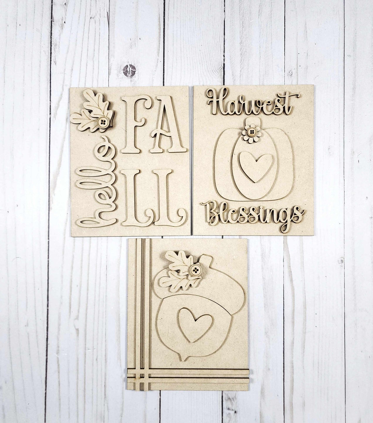 Fall Harvest Sign Trio - unpainted cutouts
