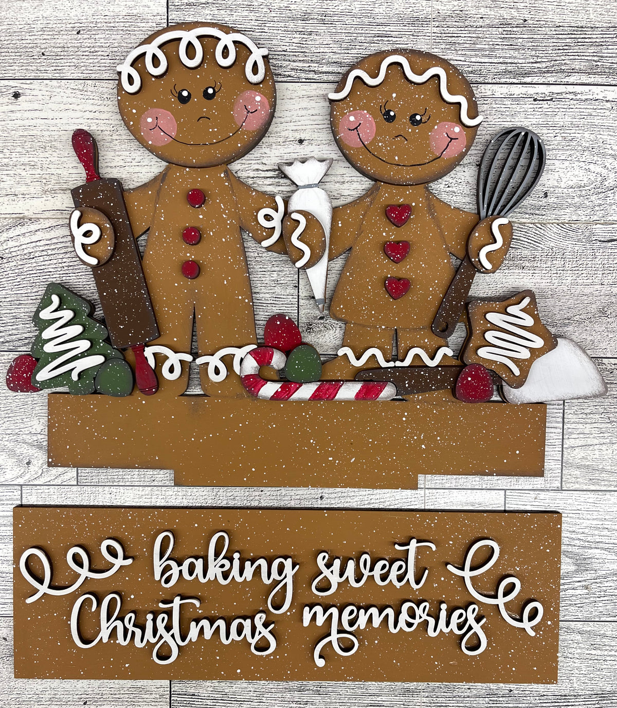 Gingerbread Couple 2026 Insert for Window - unpainted wood cutouts, ready for you to paint