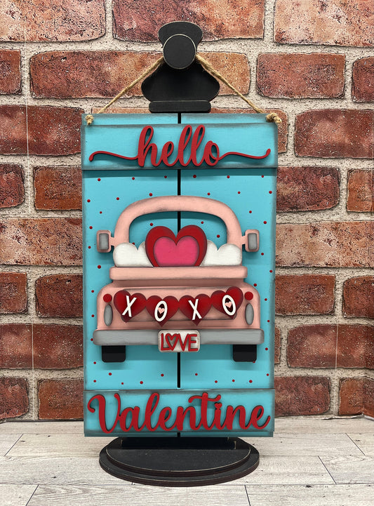 Hello Valentine Door Sign cutouts unpainted ready for you to finish