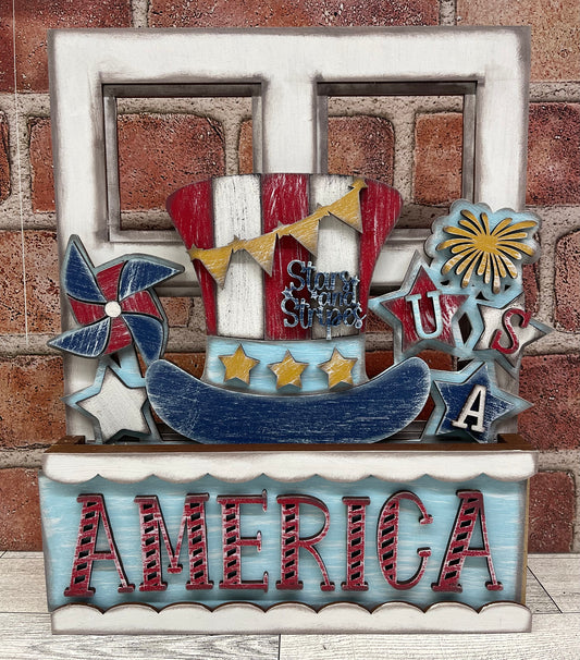 Patriotic Insert for Changeable Window Box unpainted wood cutouts, ready for you to paint