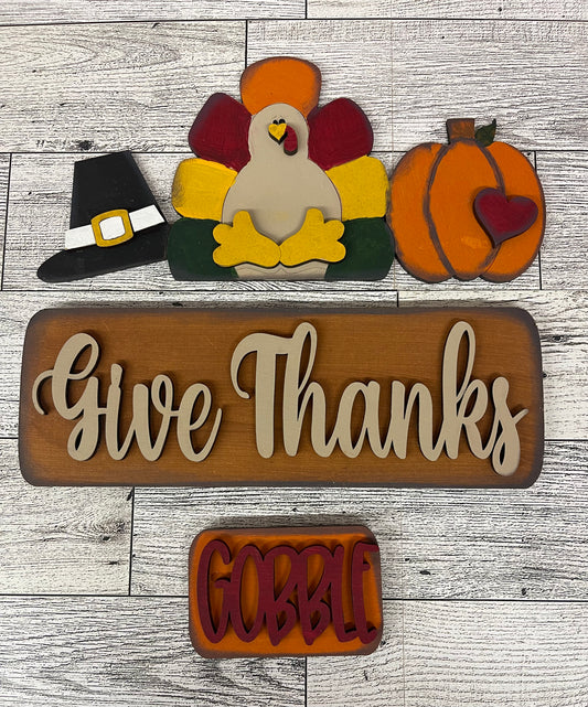 Thanksgiving Turkey Truck insert only, unpainted wood cutouts, ready for you to paint,
