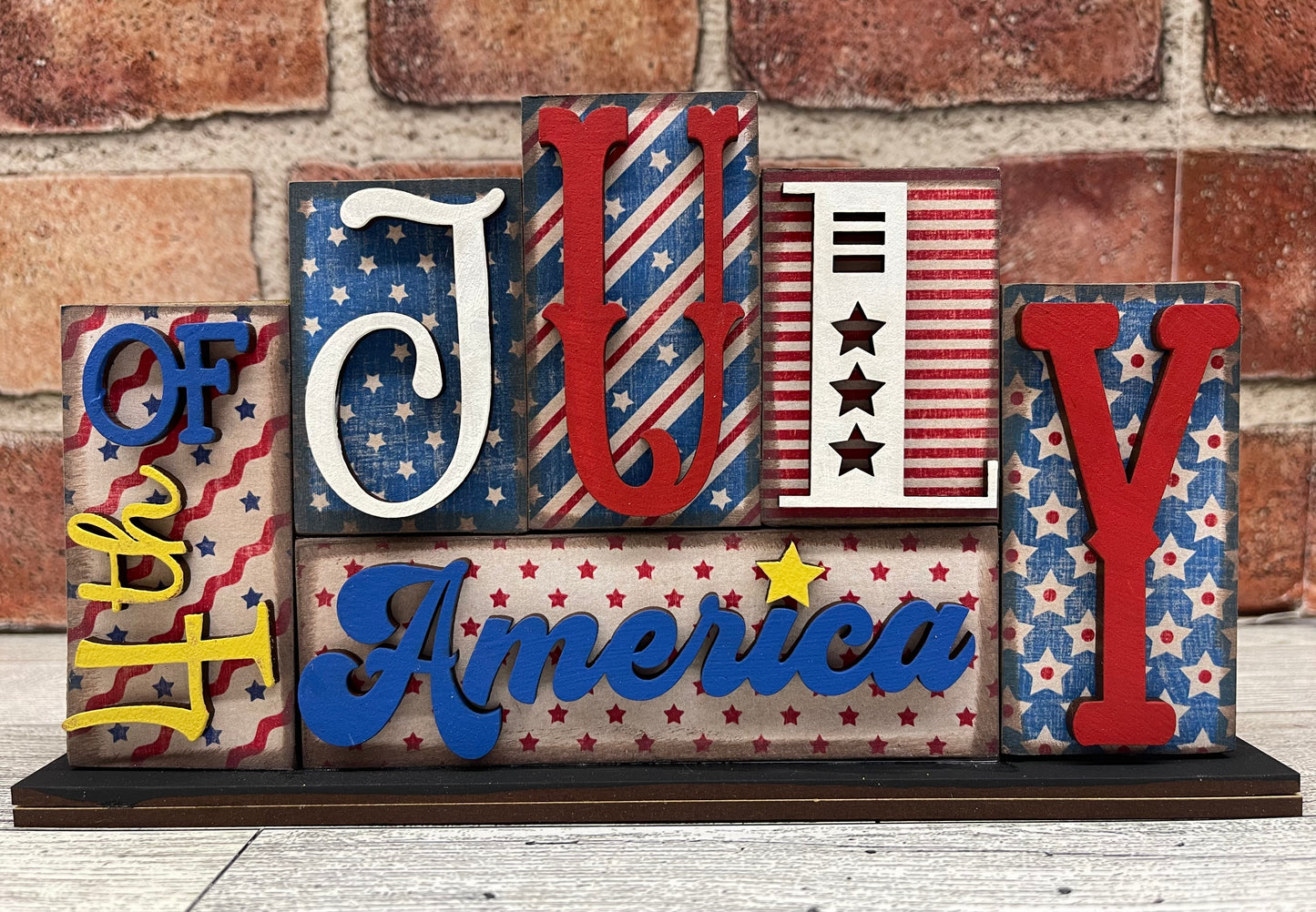 Patriotic word kit - wood pieces, unpainted wood cutouts, ready for you to paint, scrapbook paper is not included