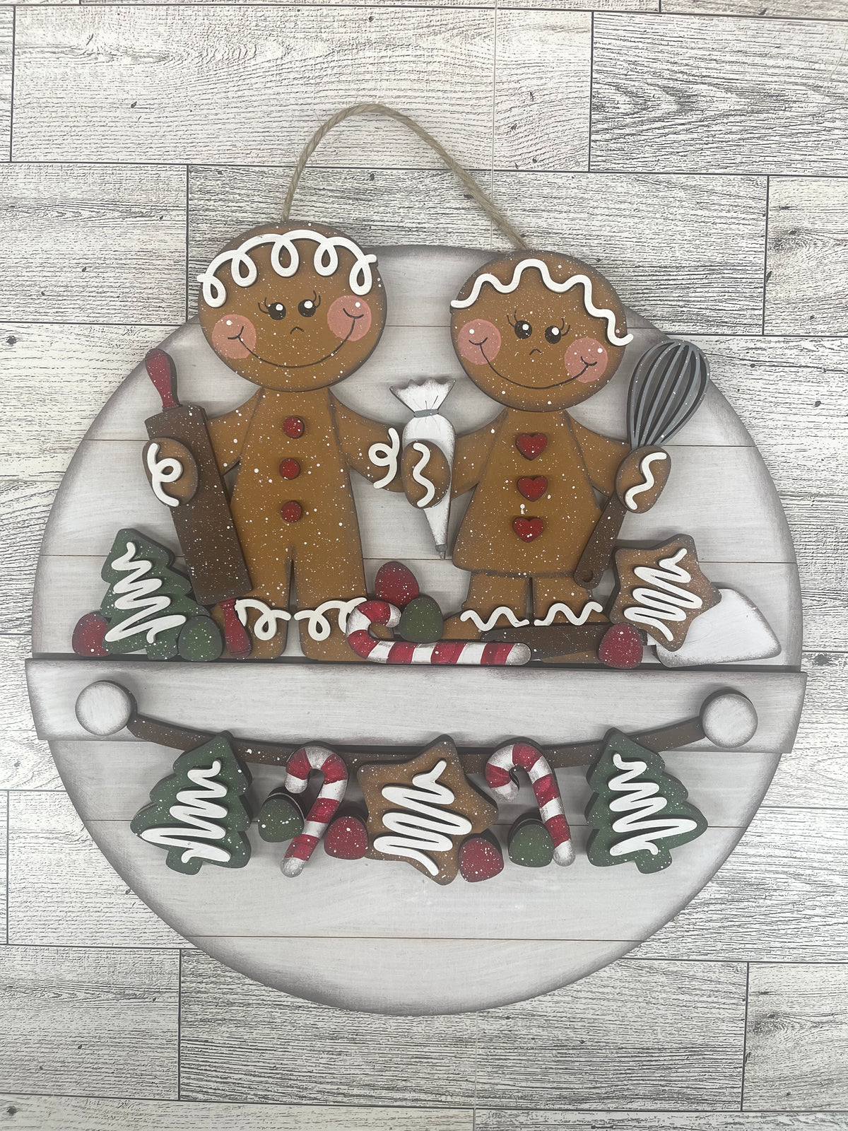 Gingerbread Couple 2026 Insert for Picket Fence unpainted wood cutouts, ready for you to paint