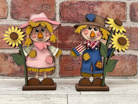 $5.00 Friday - Scarecrow Stander boy or girl - unpainted cutouts ready for you to finish