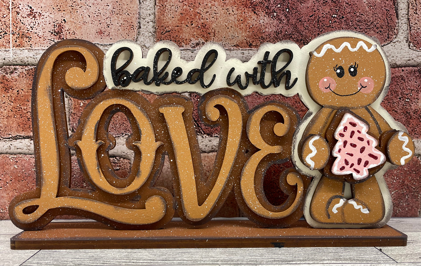 Gingerbread  Baked with Love Stander 2025 - unpainted wood cutouts, ready for you to paint