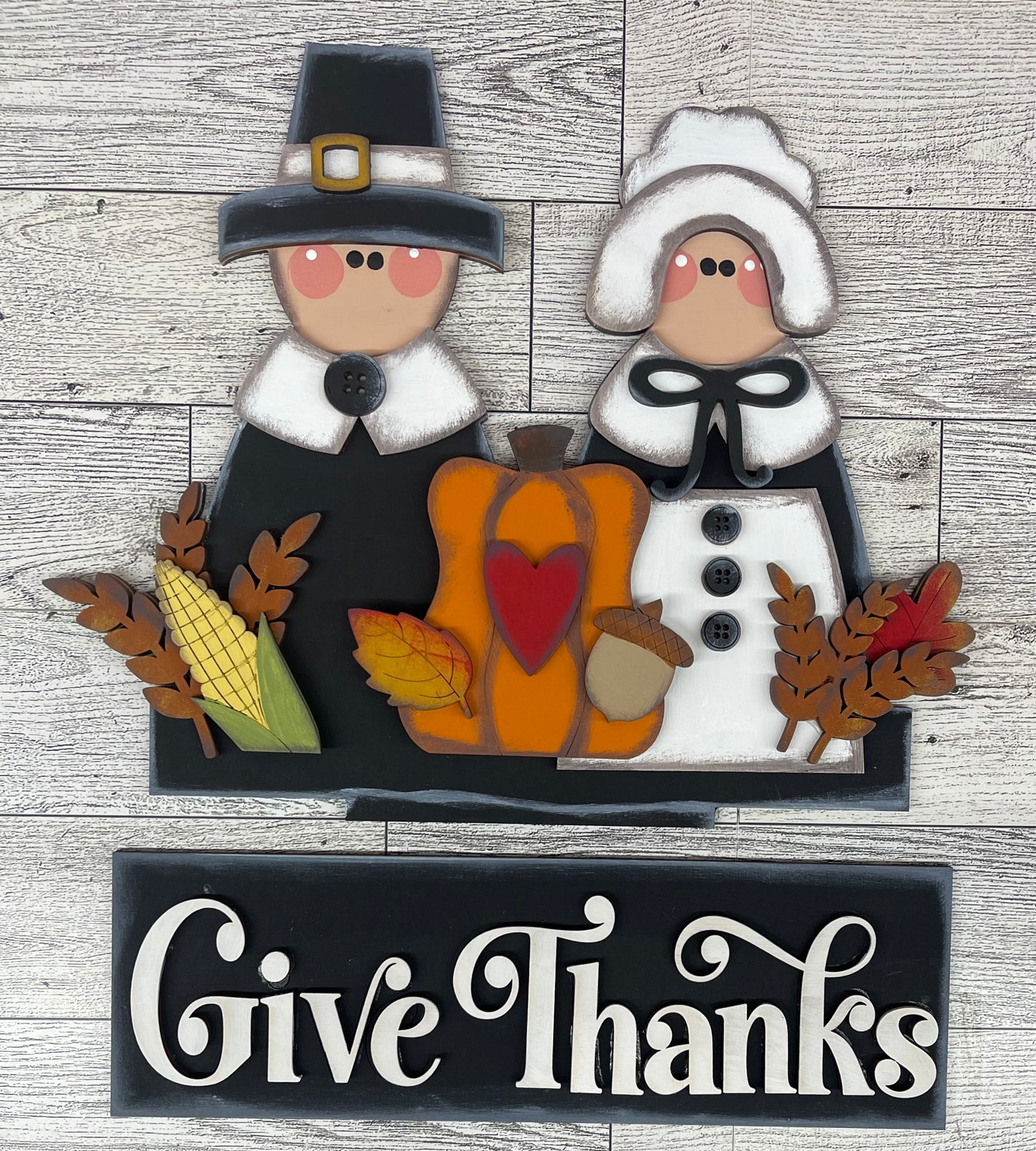 Thanksgiving Pilgrims Insert for Changeable Window Box unpainted wood cutouts, ready for you to paint