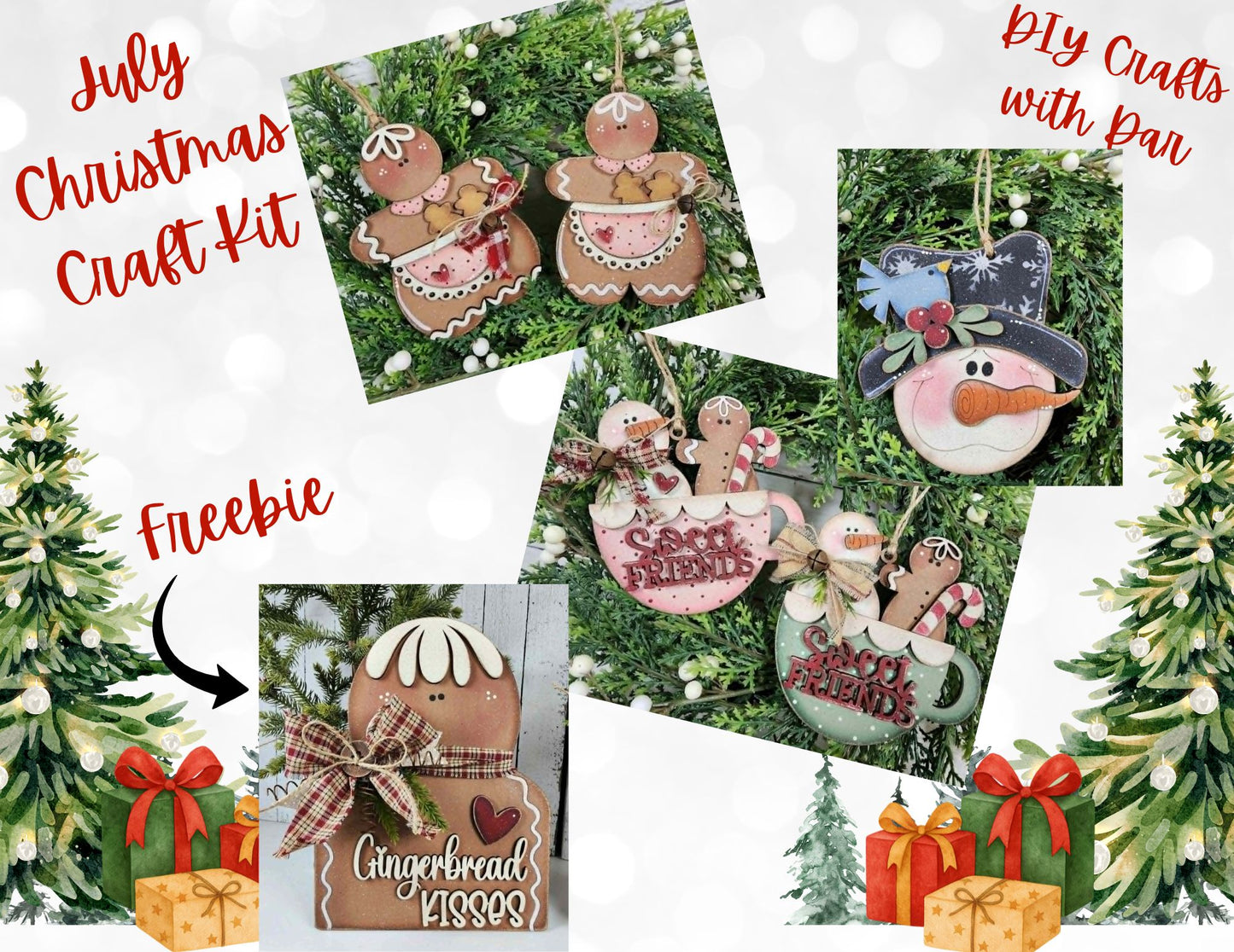 July 2026 - Dar's Christmas Craft Club - unpainted wood cutouts, ready for you to paint