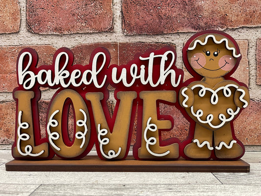 $5.00 Friday - Baked with Love Gingerbread Stander - unpainted cutouts ready for you to finish