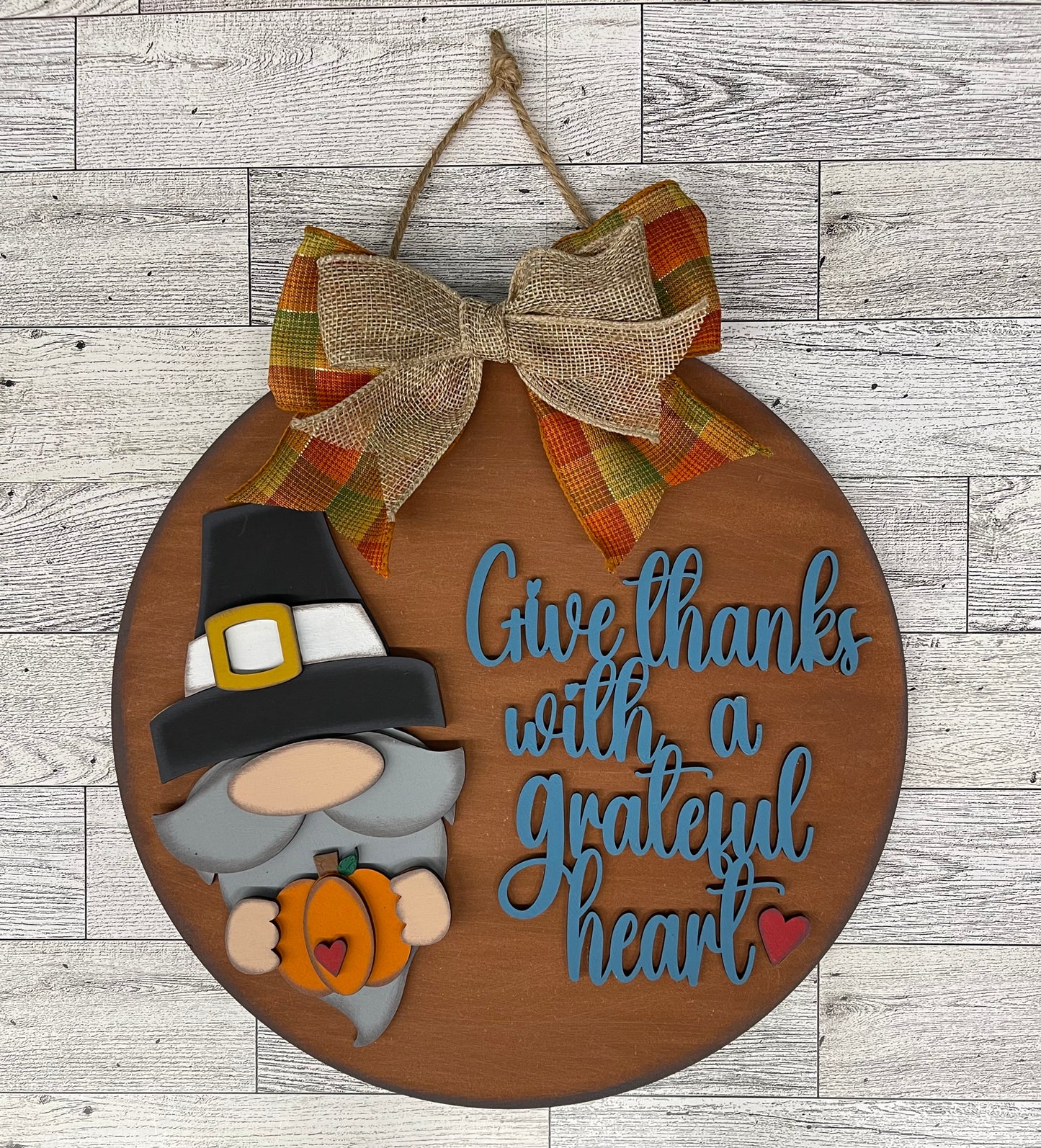 Give Thanks with a Grateful Heart Door Sign Kit, DIY Kit - unpainted wood cutouts