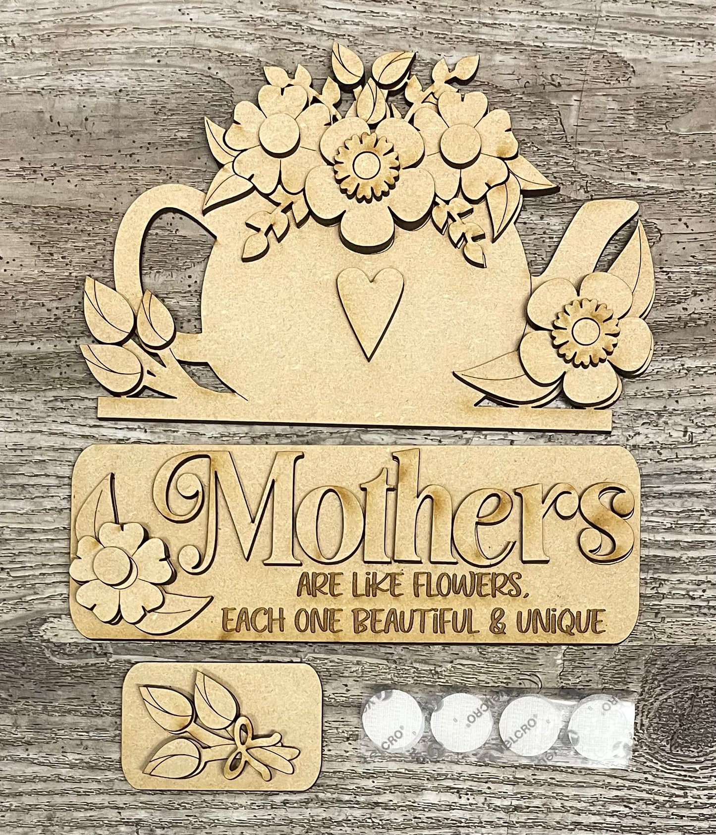 Mother’s Day Truck Insert cutouts - unpainted wooden cutouts, ready for you to paint