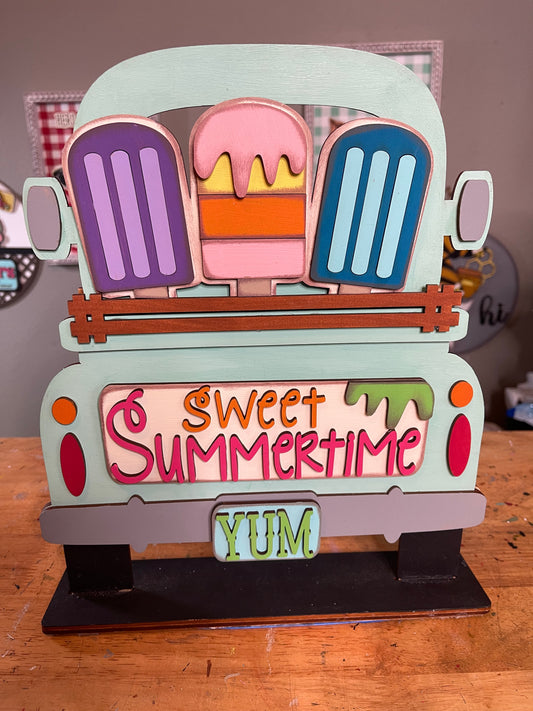 Sweet Summertime Truck insert wood cutouts ready for you to paint