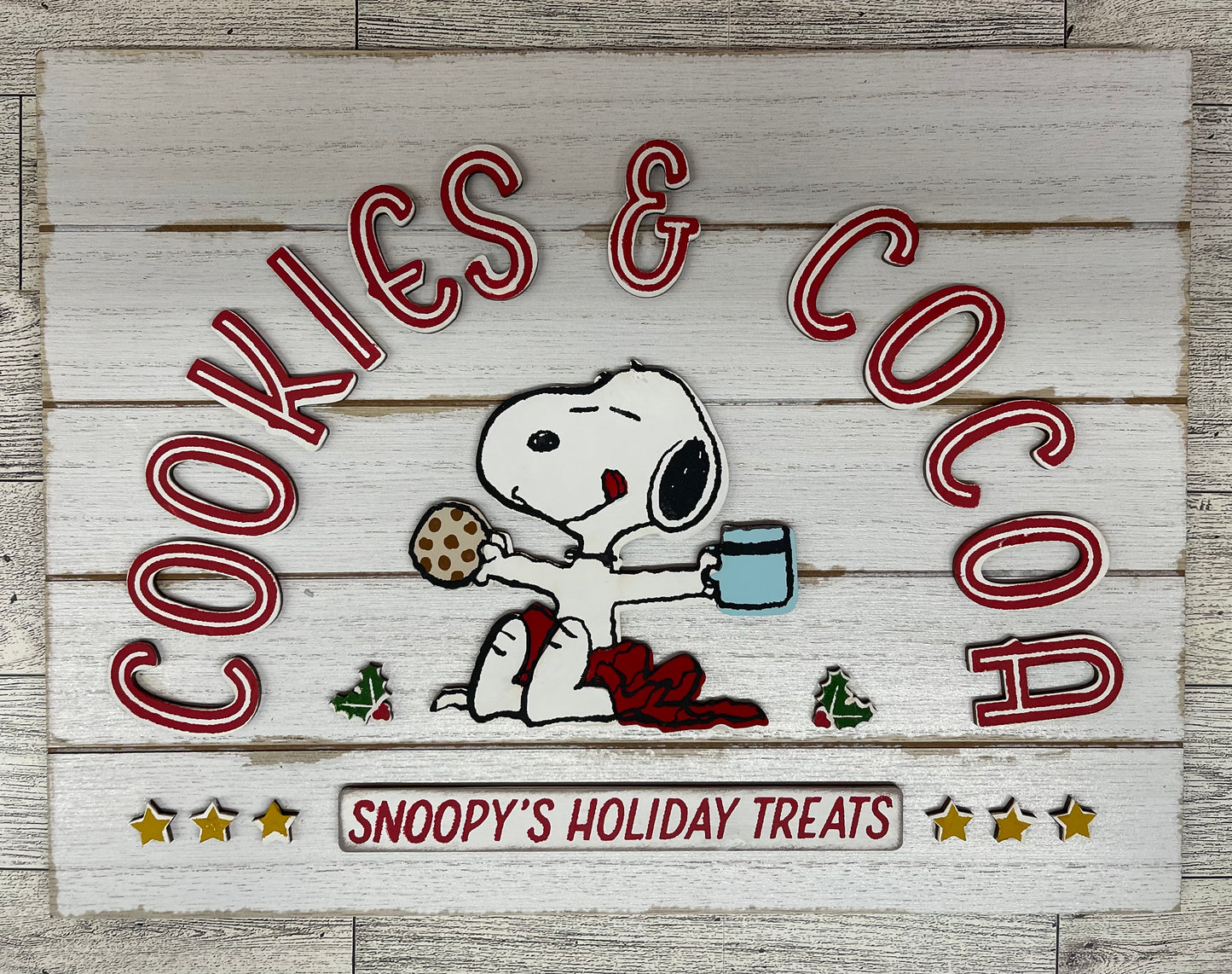 Snoopy Holiday Treats - Cookies & Cocoa- Peanuts Gang Cutout unpainted wood ready for you to paint