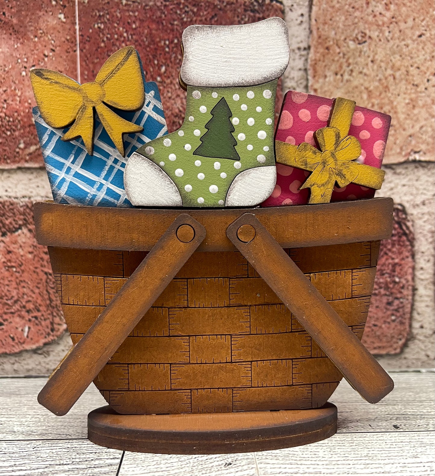 Christmas Santa and Mrs. Claus Basket Inserts - unpainted wood cutouts, ready for you to paint