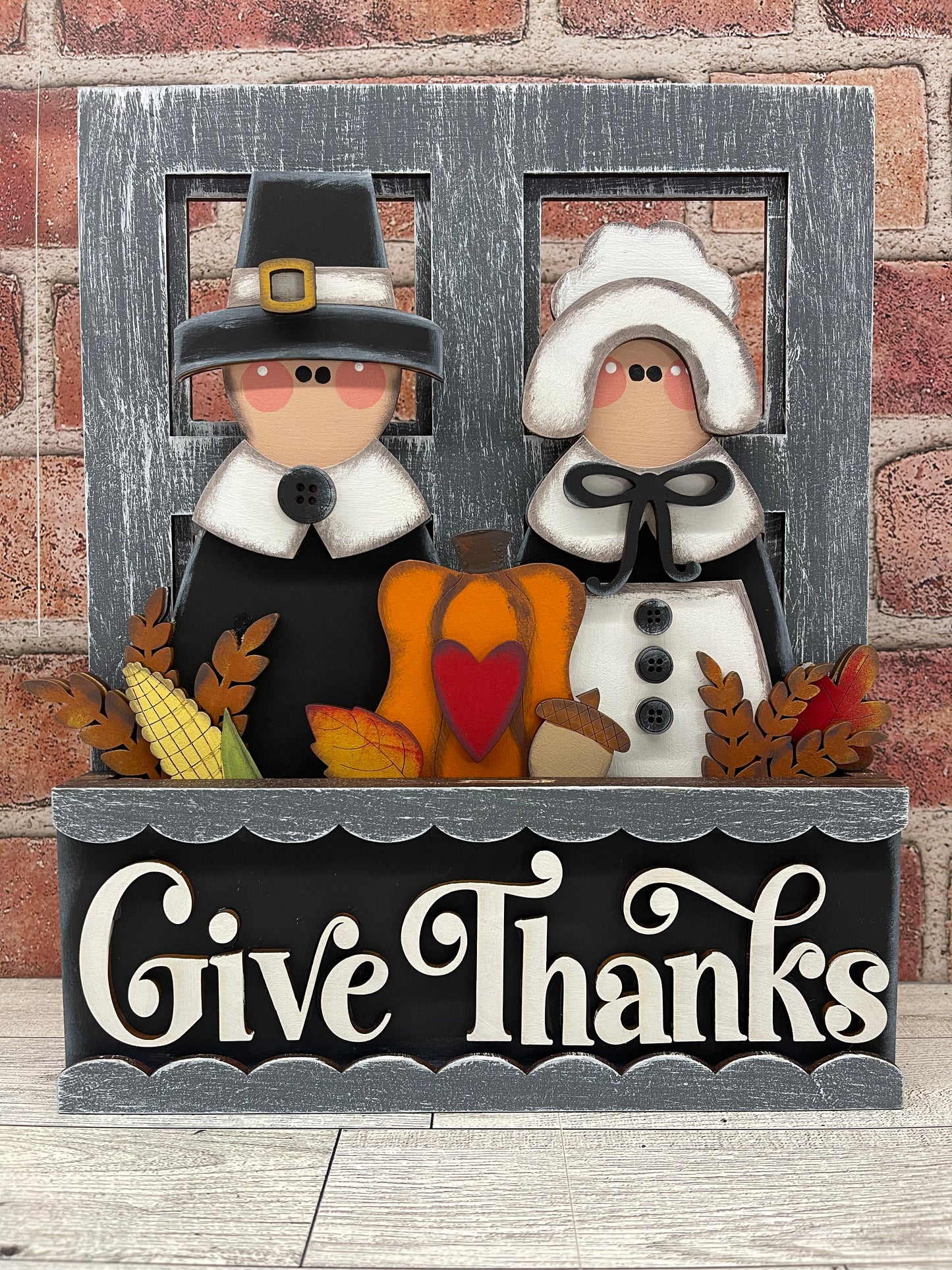 Thanksgiving Pilgrims Insert for Changeable Window Box unpainted wood cutouts, ready for you to paint
